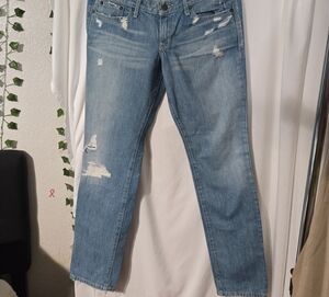 Abercrombie & Fitch Light Blue Distressed Straight Leg Jeans